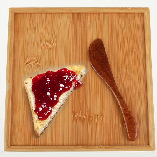 Mabor 4Pcs Wooden Butter Knife, 6 Inch Jam Spreader Knives Jelly Cheese Spreaders Reddish Brown Condiment Knives Sandwich Spreaders for Kitchen