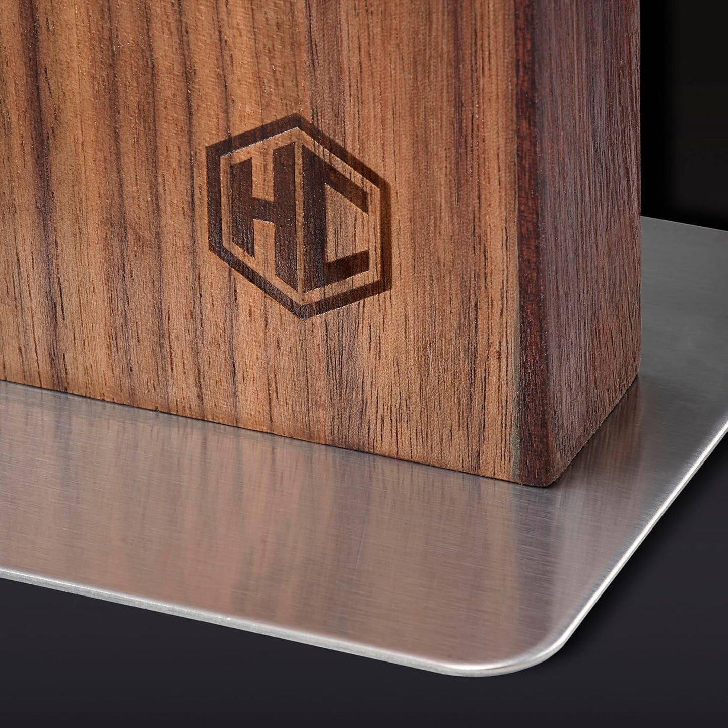 HexClad 13 Inch Magnetic Walnut Knife Block Holder with Strong Enhanced Magnets for Multipurpose Storage in the Home and Kitchen