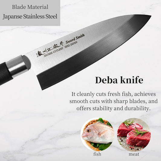 Seki Japan MASAMUNE, Japanese Sushi Chef Knife, Stainless Steel Wa Sashimi Deba Knife, PP Handle, 6.3 inch (160mm)