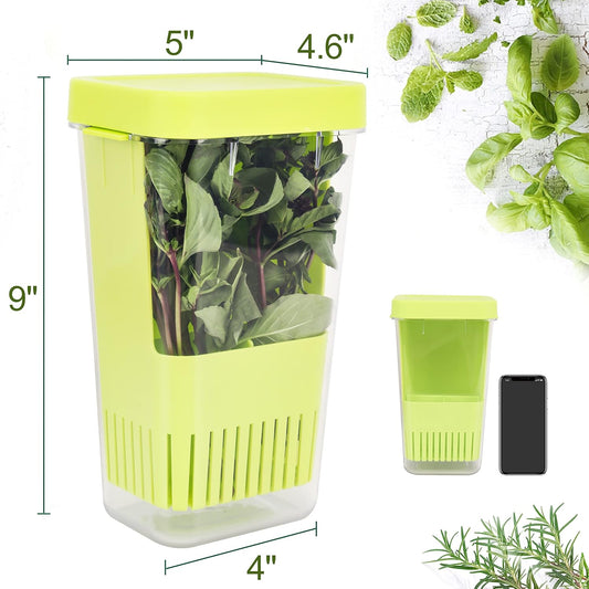LUVCOSY Herb Keeper Set: 3 Pack Herb Saver+1 Pack Herb Scissors+2 Pack Herb Stripper, BPA-Free Plastic Herb Container for Cilantro, Mint & Asparagus, Keeps Fresh Herbs for 3 Times Longer