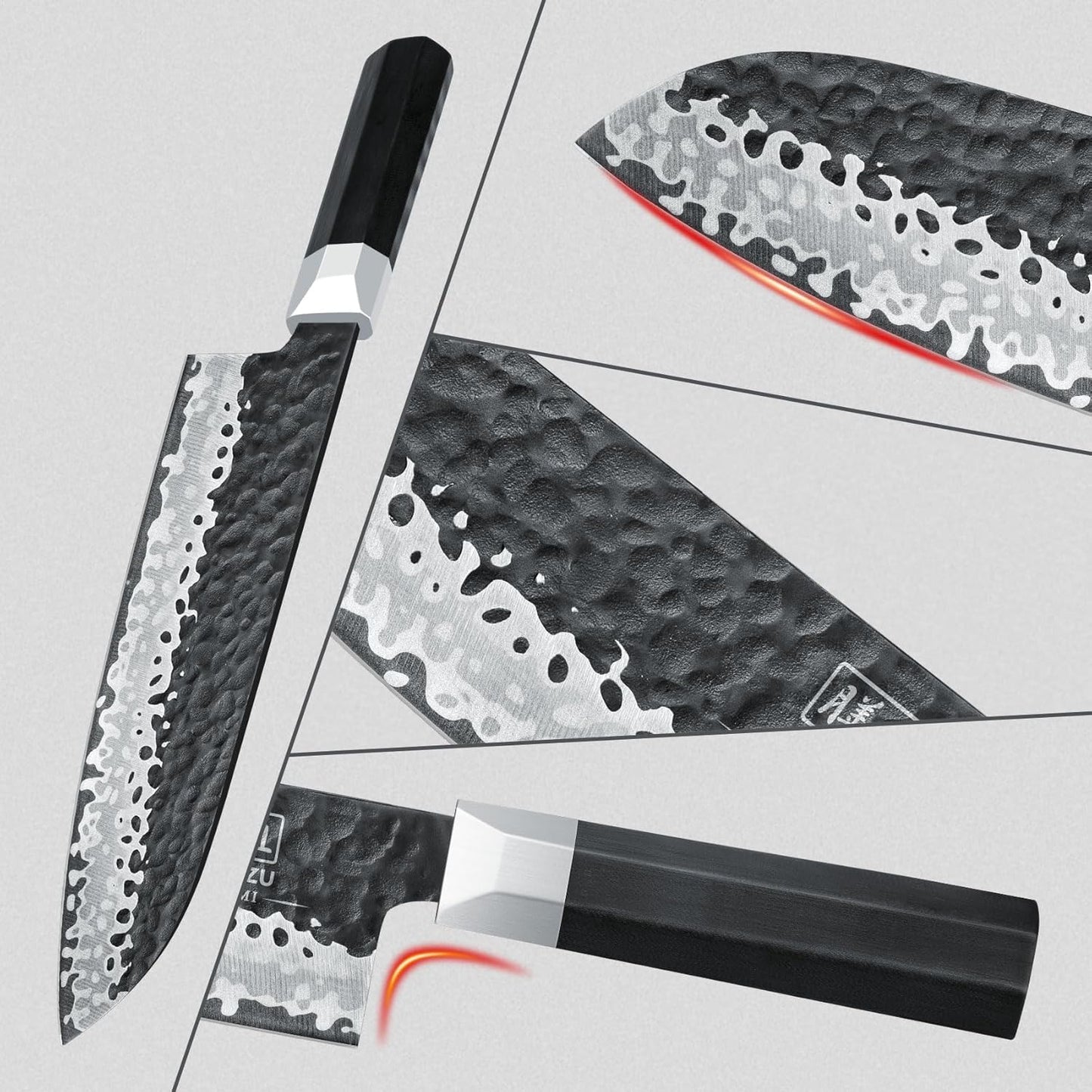 SHAN ZU Japanese Chef Knife 8 Inch, High Carbon Steel 10Cr15Mov Professional Kitchen Knife, Sharp Cooking Knife with G10 Handle Dishwasher Safe, Meat Cutting Gyuto Knife, Gifts for Women & Men