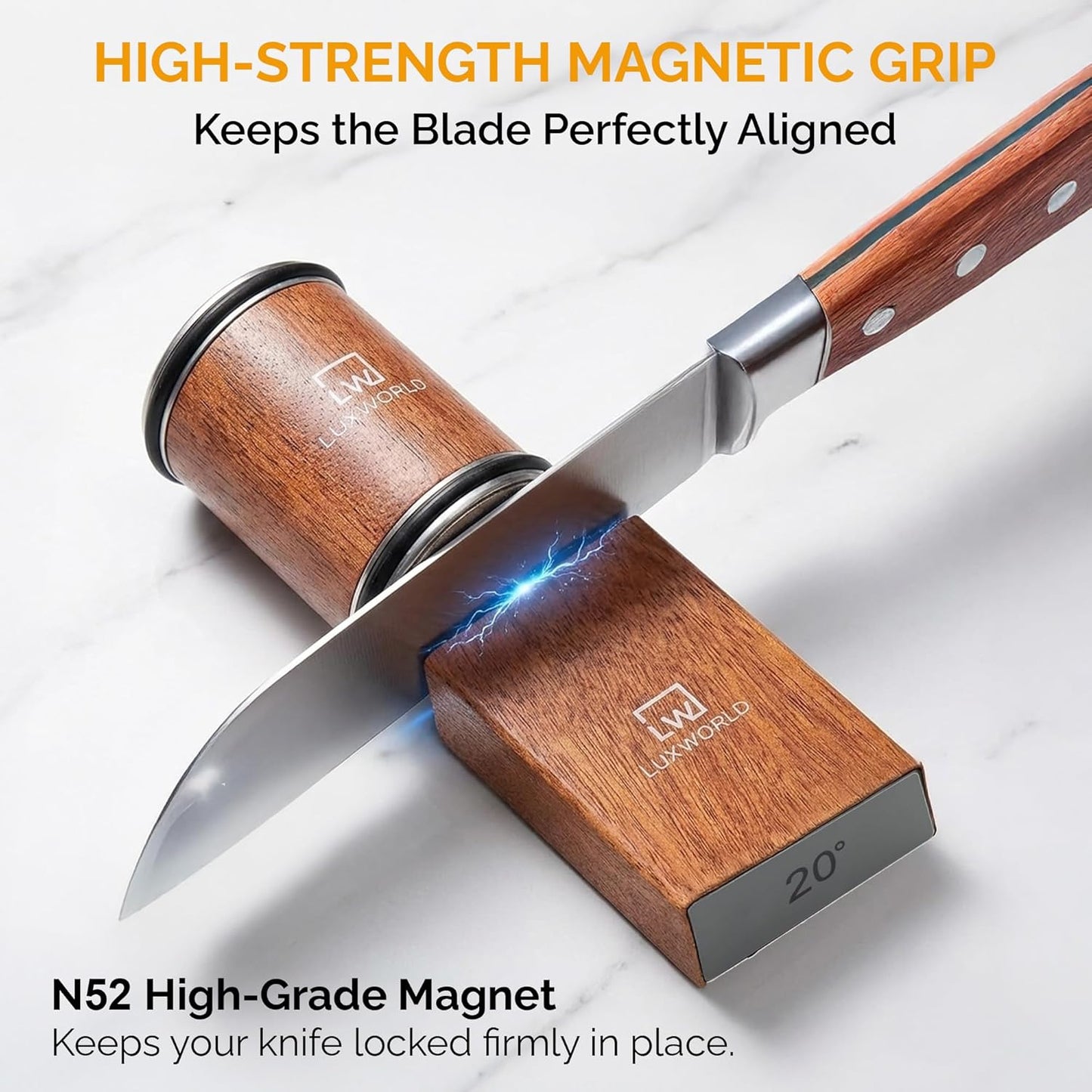 Rolling Knife Sharpener Kit | Diamond & Ceramic Disc Knife Sharpening System with Magnetic 15° & 20° Angle Guide | Manual Sharpener for Kitchen, Chef, Pocket & Japanese Knives | Gift Ready