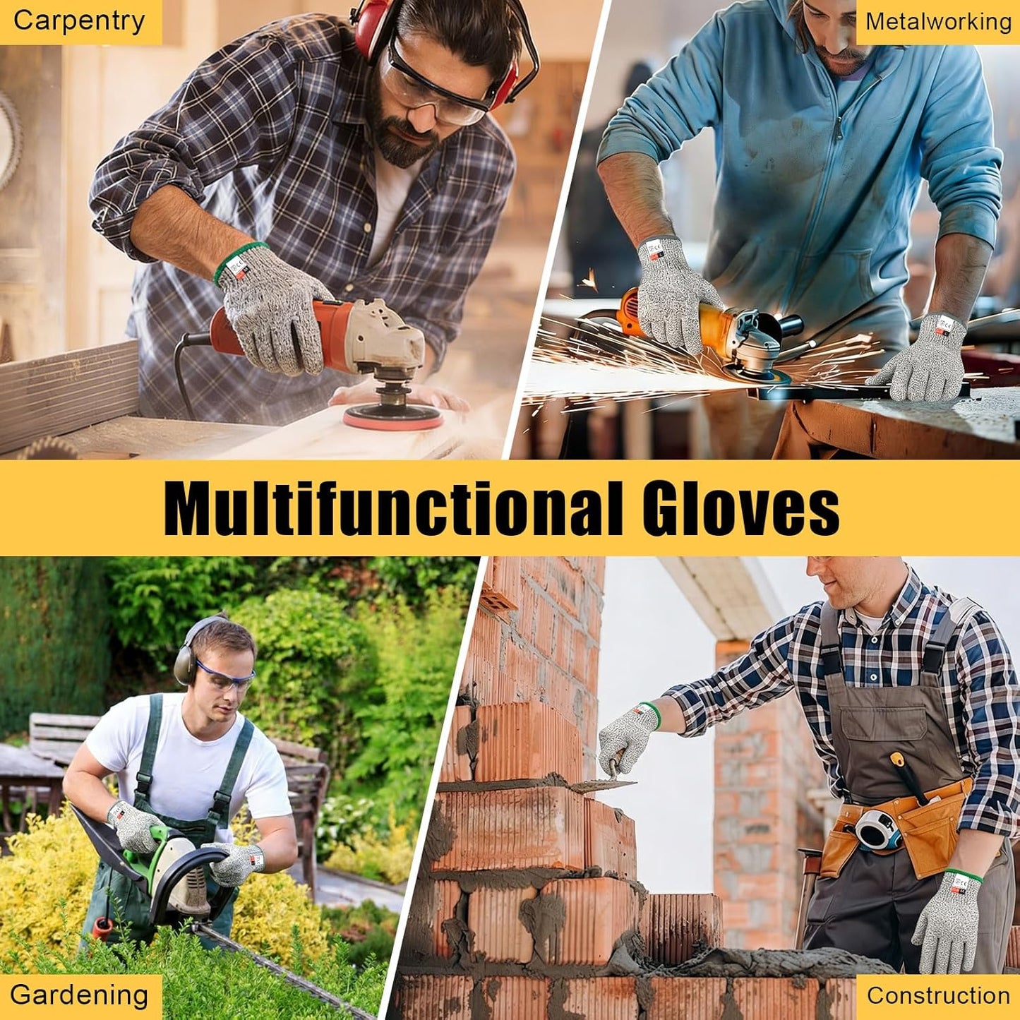 2 Pairs Cut Resistant Gloves Level 5 Protection, Food Grade Cut Proof Gloves, Safety Anti Cutting Glove For Cooking Meat, Oyster Shucking, Mandoline, Chefs, Food Prep, Carving, Butcher (M+L)