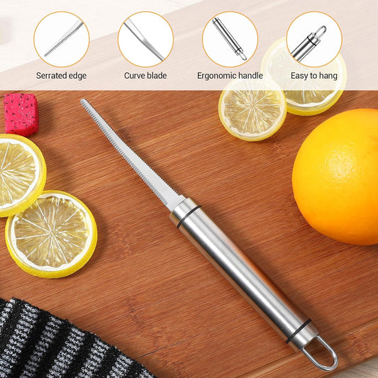JJUNW 2 Pcs Grapefruit Knife, Grapefruit Knife Curved Serrated Stainless Steel Fruit Grape Cutter, Fruit Cutting Knifes For Kiwi, Dessert, Citrus Easy To Hang
