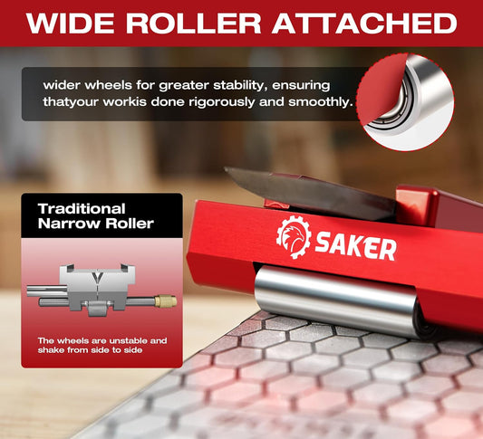 Saker Chisel Sharpening Jig,Wood Honing Guide with Whetstone - Red Off-Center Upgraded Honing Tool and Diamond Sharpening Stone Set Kit for Knife, Short Chisels and Planes