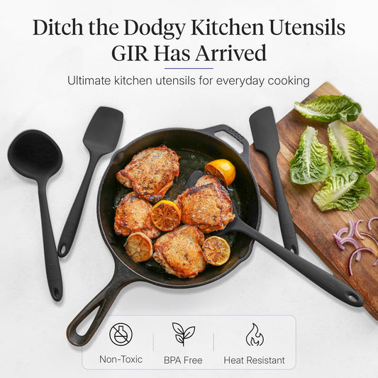 GIR: Get It Right 5 Piece Silicone Ultimate Kitchen Utensils Set - Ladle, Spatula, Flip, Spoon & Spoonula - Non-Toxic Cooking Utensils for Nonstick Cookware, Cooking and Baking - Red