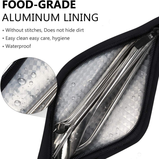 Aosbos Chopstick Carrying Case without Chopsticks, Reusable Chopsticks Bag, Chopsticks Sleeve, Travel Utensil Set Pouch for Metal, Bamboo, Stainless Steel Chopsticks - Black