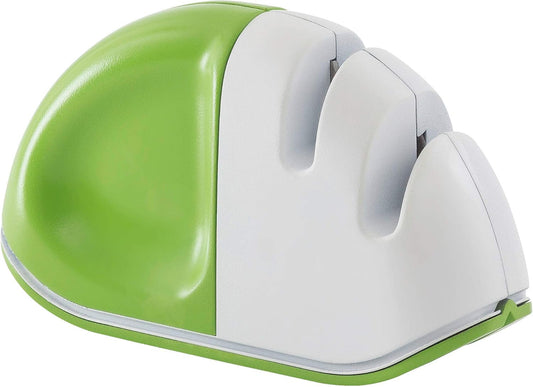 Smith's 51003 Diamond Edge Grip™ MAX 2-Stage Sharpener – White - Compact - Non-Slip Base - Patented V Grip – Sharpen Knives & Scissors - Diamond & Ceramic Sharpeners