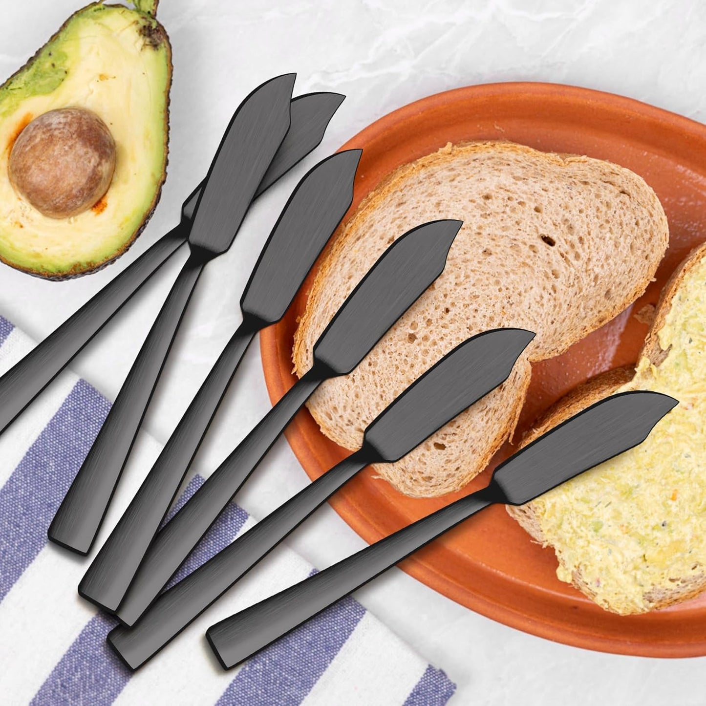 E-far Butter Spreader Knife Set of 6, 7-Inch Stainless Steel Cheese Dessert Knives for Kitchen Restaurant Party, Mirror Silver, Smooth Rounded Handle