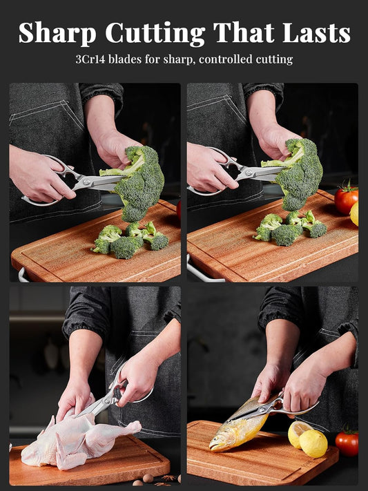 Kitchen Scissors, Forged All-Steel Kitchen Shears That Come Apart for Easy Cleaning, Heavy Duty Cooking Scissors for Meat, Vegetables and Fish, Dishwasher Safe
