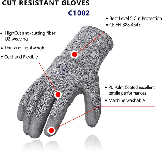 Cut Resistant Gloves with Extreme Lightweight & Thin Level 5 Wire Metal Gloves for Refined Work 12 Pairs