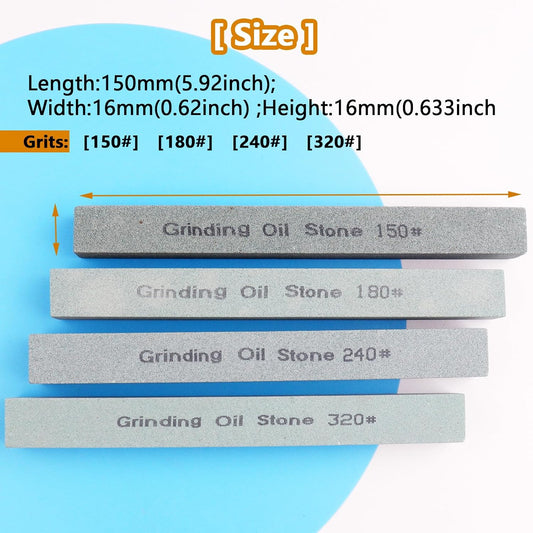 4Pcs Square Sharpening Stone Set -Grits 150#, 180#, 240#, 320# Green Silicon Carbide Honing Whetstone Kit for Moldels, Metal & Knife Cutting Tools (150 * 20 * 10mm)