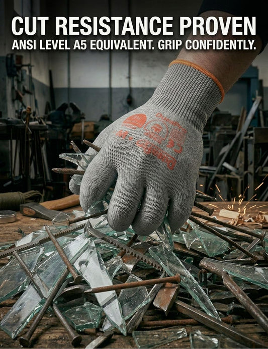 Cut-Resistant Gloves ASNI A5 Design in Japan Safety Heavy-Duty Coated Non-Slip Grip Work Glove for Construction DIY