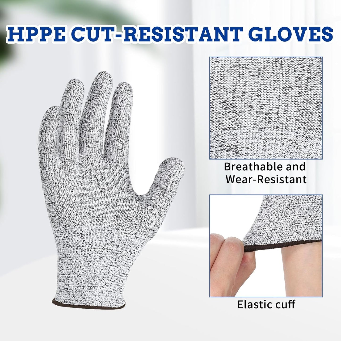 Cut Resistant Gloves Level 5 Safety Work Gloves Food Grade Puncture Resistant Meat Cutting Glove for Chef Butcher Firm Grip Gardening Woodworking Carving Fishing Outdoor Use Size L