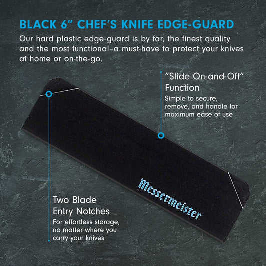 Messermeister 8” Chef’s Edge-Guard, Black - Fashionable & Functional Knife Protector for Chef’s & Wide-Blade Knives - 2 Blade Entry Notches - 8.5” x 1.9375”
