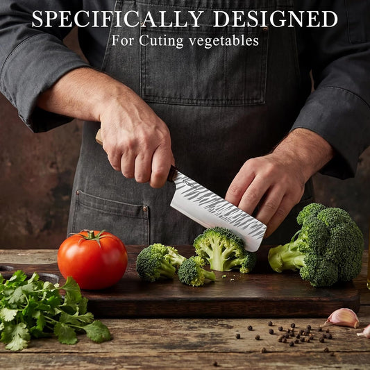 7 Inch Santoku Knife, 9-Layer VG10 High Carbon Steel Multipurpose Japanese Kitchen Knife, Sharp Steak Knife & Brisket Knife with Rosewood Handle for cutting meat for Home & Restaurant