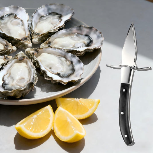 QUMMFA Professional Oyster Shucking Knife, 2CR13 Stainless Steel Oyster Knife, Sturdy Sharpness Opener for All Kinds of Shells, and Level 5 Cut Resistant Glove (XL)