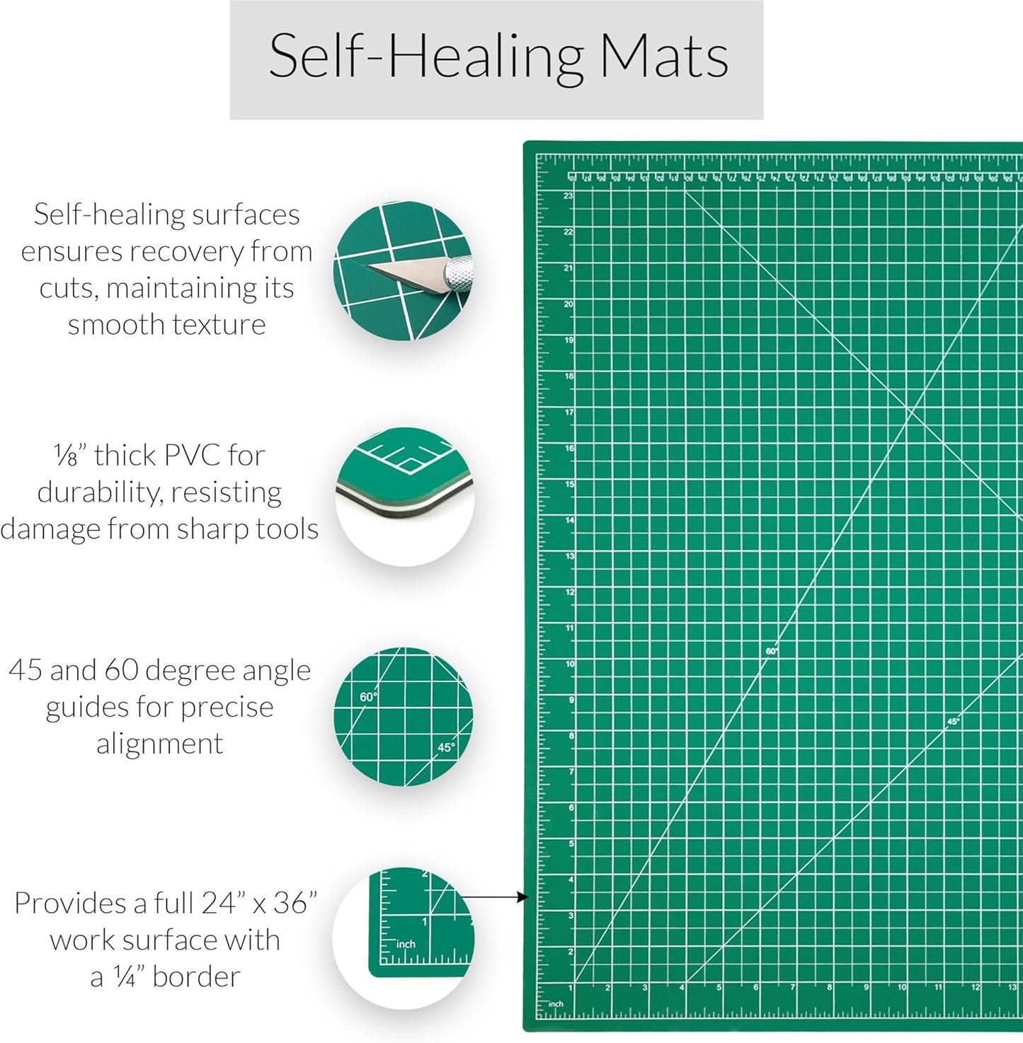 WA Portman 9x12 Inch Self Healing Cutting Mats for Crafts – Fabric Cutting Mat with Precision Craft Knife, 10#11 Hobby Knife Blades & Metal Ruler 12 Inch Cork Backed Ruler – All-in-One Craft Kit