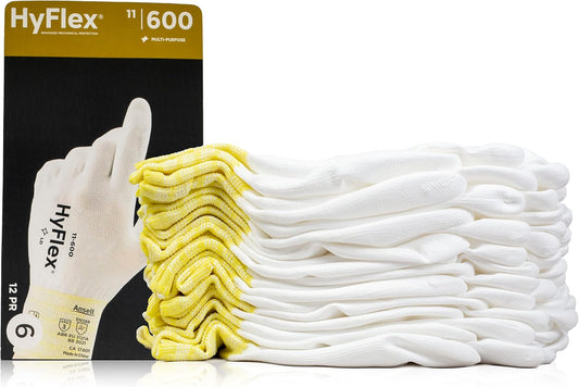 Ansell HYFLEX 11-600 Light Duty Nylon Industrial Gloves w/Palm Coating for Metal Fabrication