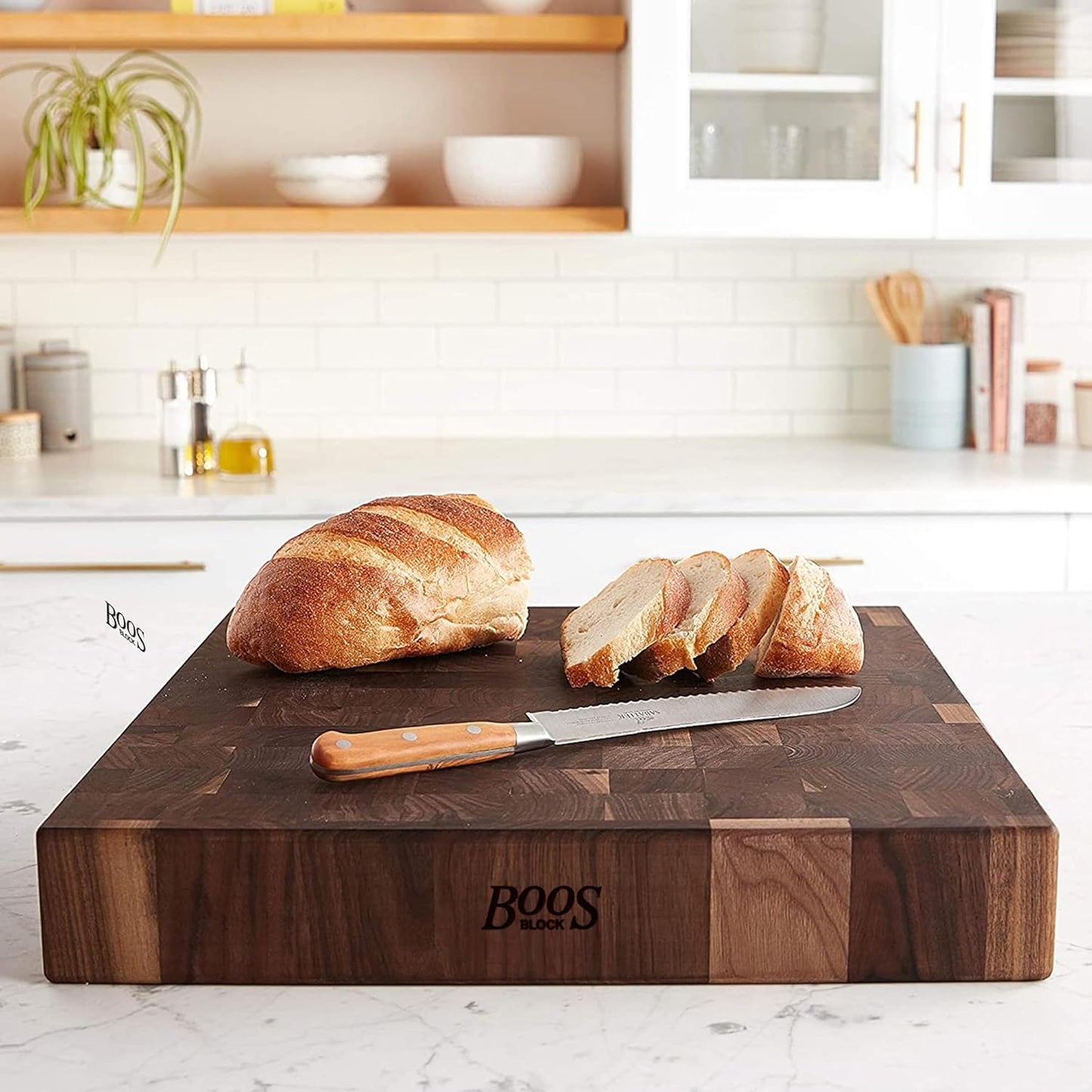 John Boos CCB Series Square Wooden Maple Cutting Board 12”x12” – 3” Thick, 13-lb Reversible Butcher Block with End-Grain & Finger Grips – Made in the USA
