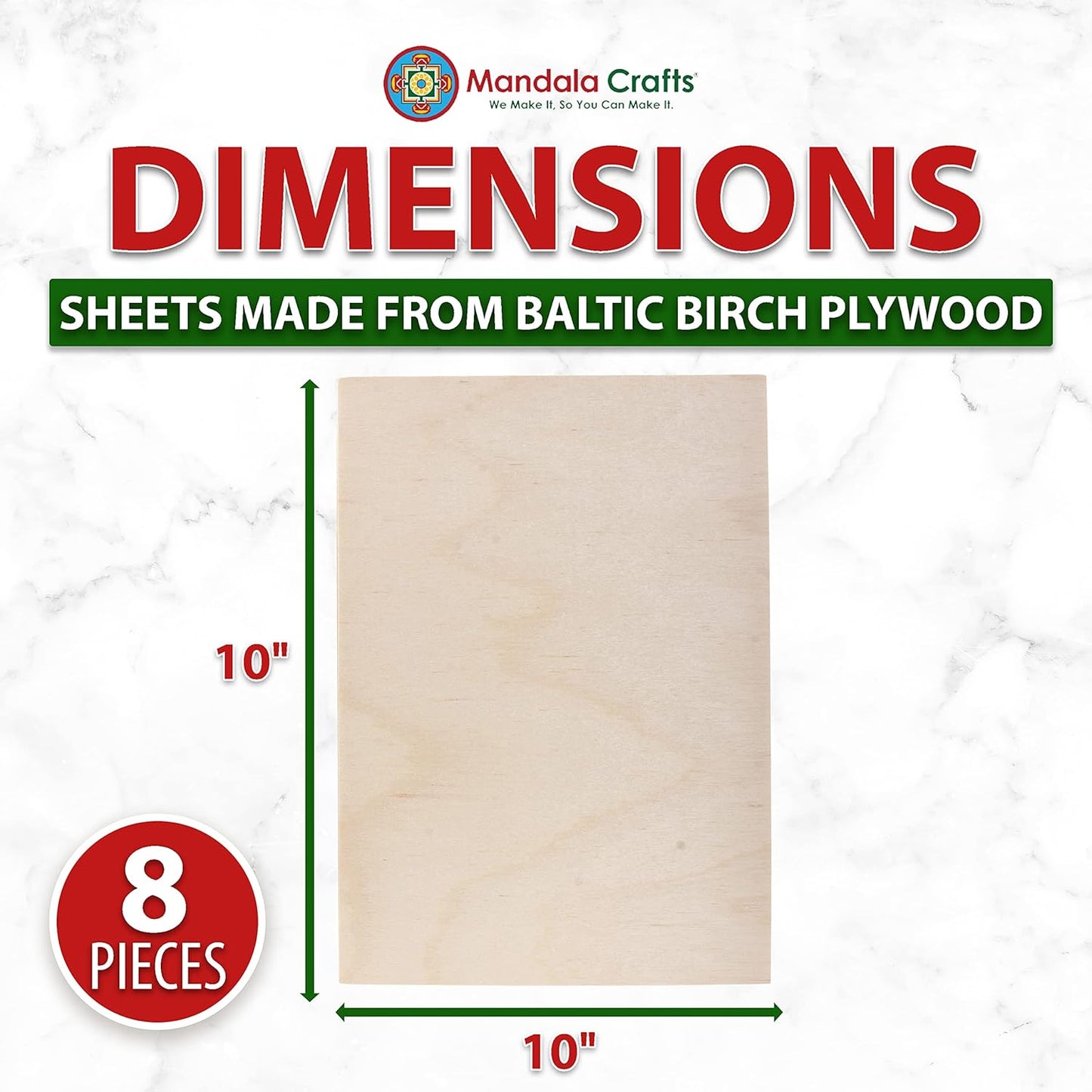 Mandala Crafts Baltic Birch Plywood Board - Thin Wood Sheets for Crafting Model Laser Cutting Engraving 6x6 Inches - 16 Unfinished Wood for Wood Burning Projects