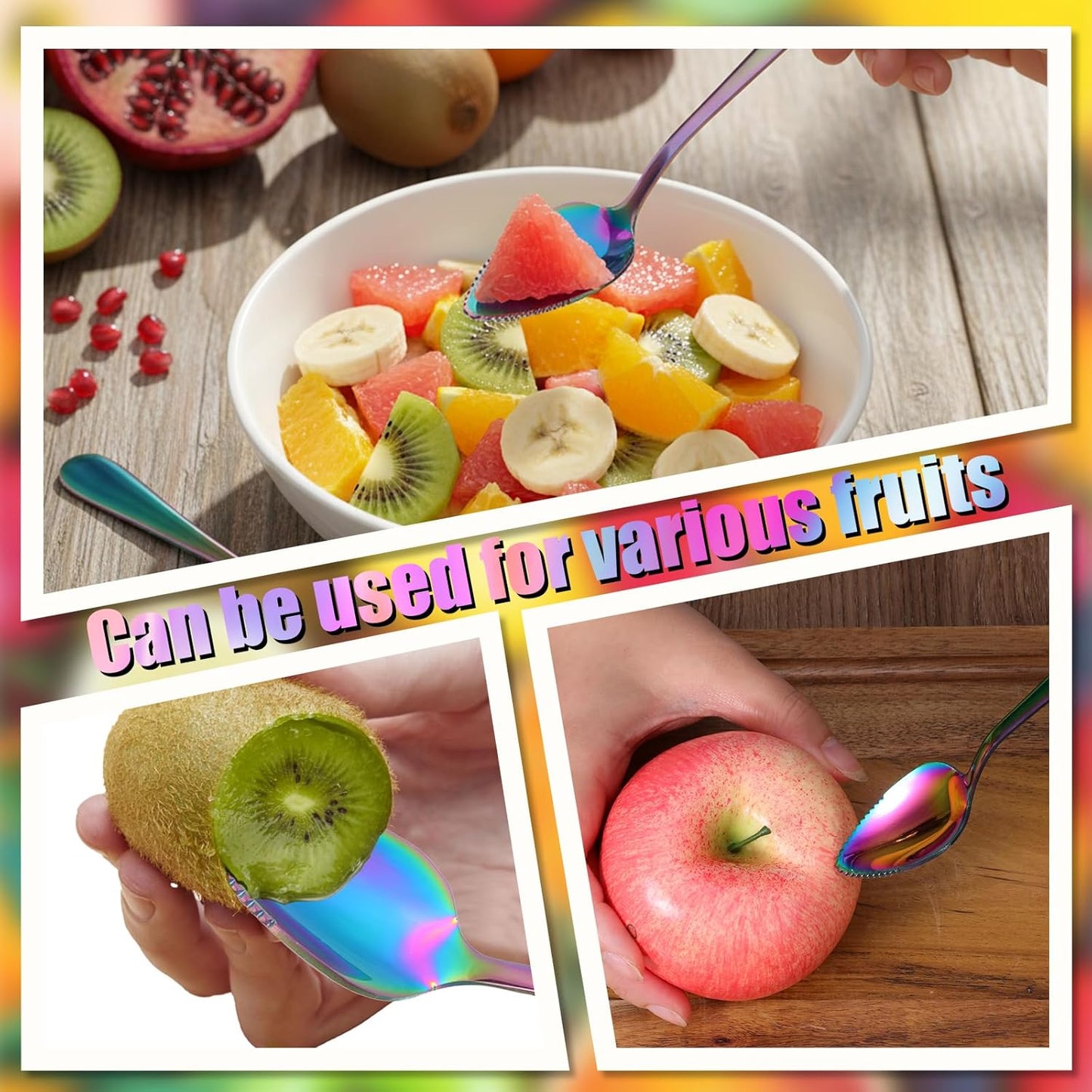5 Pcs Grapefruit Spoons and Knife Set Gold Stainless Steel Serrated Utensils for Citrus Kiwi Melon Lemon Puree Dishwasher Safe