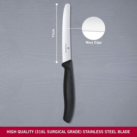 Victorinox VIC-6.7833 Swiss Classic Utility 4½" Serrated Round Blade ¾ Width at Handle Black