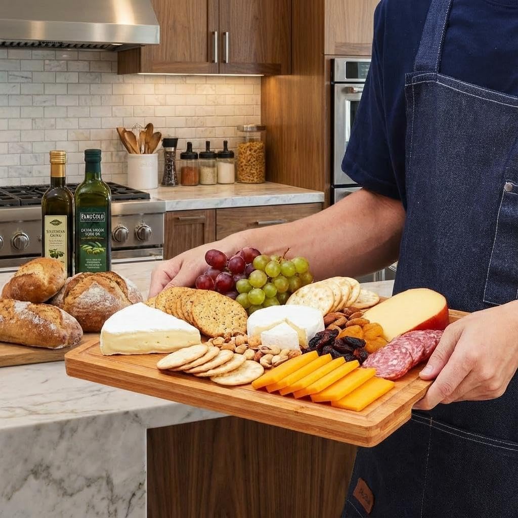 Bamboo Cutting Board 16x10x1 inch with Juice Groove - Bamboo Cutting Board, Charcuterie Board, Butcher Block, Non Plastic Wooden Chopping Board