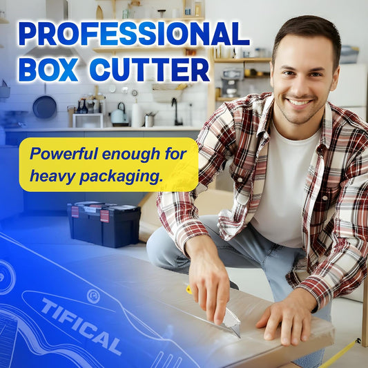 Box Cutter, Quick Change Folding Box Cutter with Clip, Folding Utility Knife Set, Extra 10 SK5 Razor Knife Blades, Pocket Box Opener Cutter for Cardboard, Drywall, Rope, Linoleum, Packages