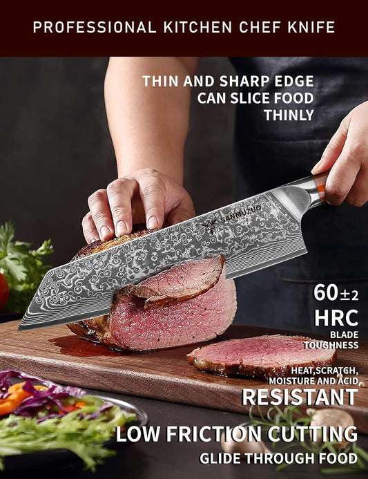 8.5 inch Kiritsuke Kitchen Chef Knife - 67 Layers Damascus Steel & Resin Handle - Xuan Series(Jade Green)