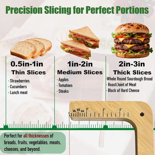 Tuiiopoli Bread Knife for Homemade Bread Sourdough, Left & Right Handed Bamboo Natural Bread Bow Knife Slicer Cutter for Baguettes Vegetables Fruits Sandwiches