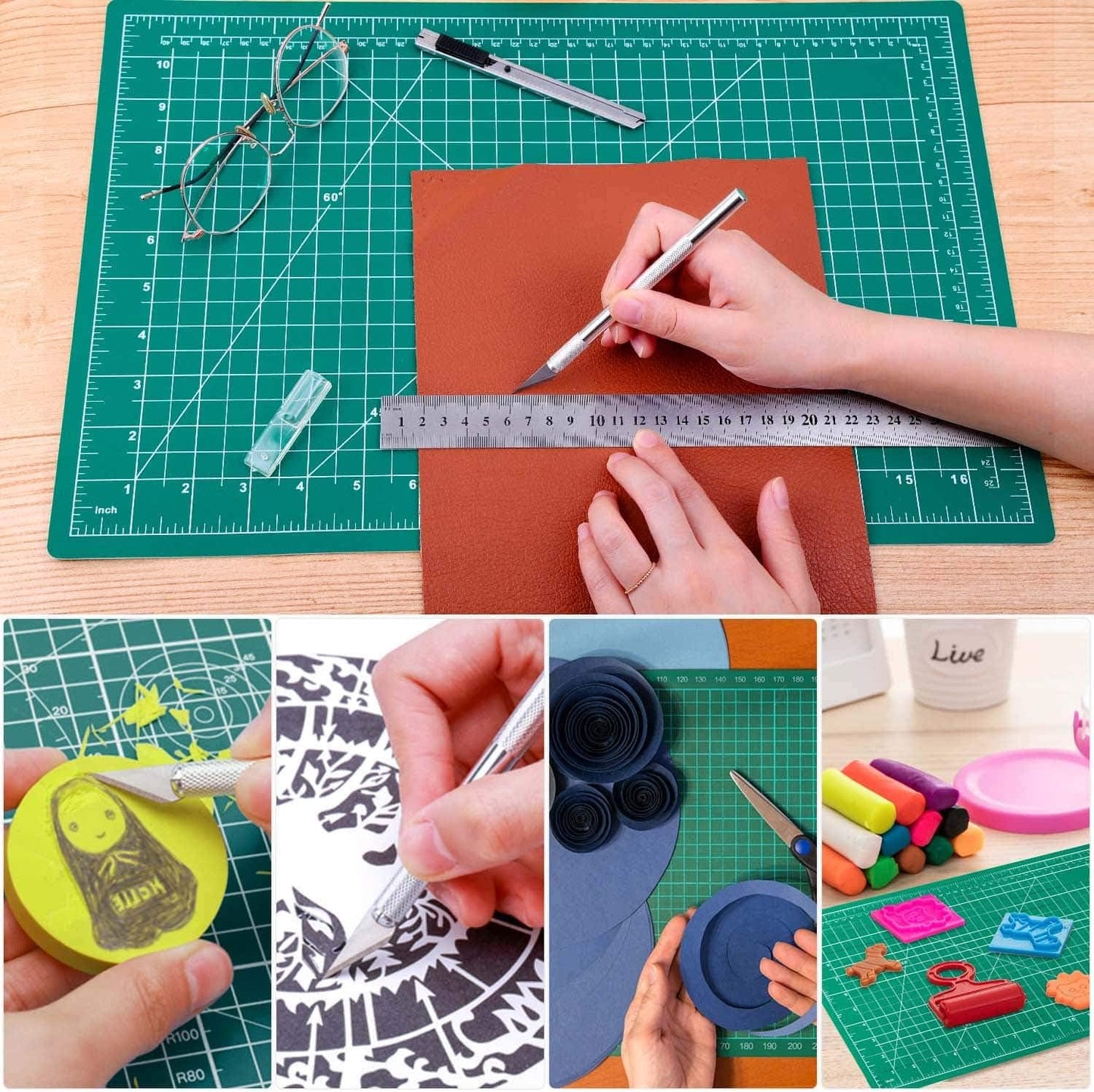 anezus Self Healing Sewing Mat, Rotary Cutting Mat Double Sided 5-Ply Craft Cutting Board for Sewing Crafts Hobby Fabric Precision Scrapbooking Project 9inch x 12inch(A4)
