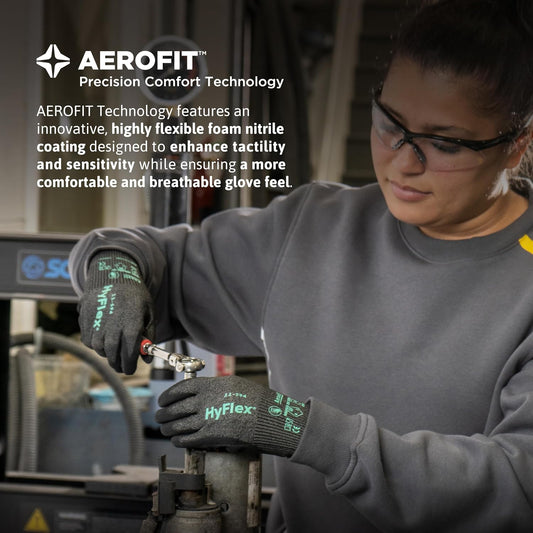 Ansell HyFlex Cut Resistant Touchscreen Work Gloves with Aerofit Precision Comfort Technology