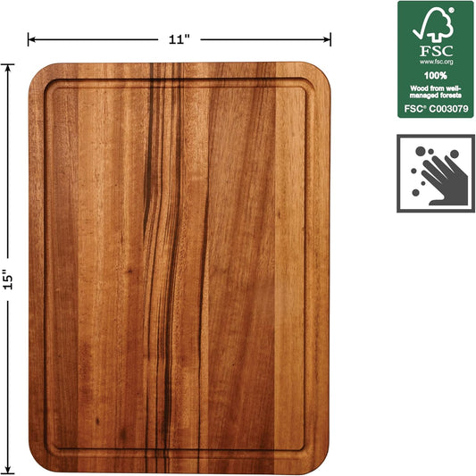 Tramontina FSC Certified Brazilian Tigerwood Cutting and Serving Board Set - 3 Pack (15 x 11-in, 12 x 8-in, 9 x 6-in), 81000/050DS