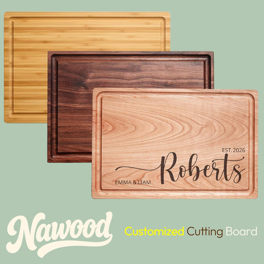 Custom Cutting Board, Personalized Cutting Board, Custom Wood Engraved Charcuterie Boards - Best Present for Wedding, Bridal Shower, Engagement, Anniversary, Housewarming, Gift Idea
