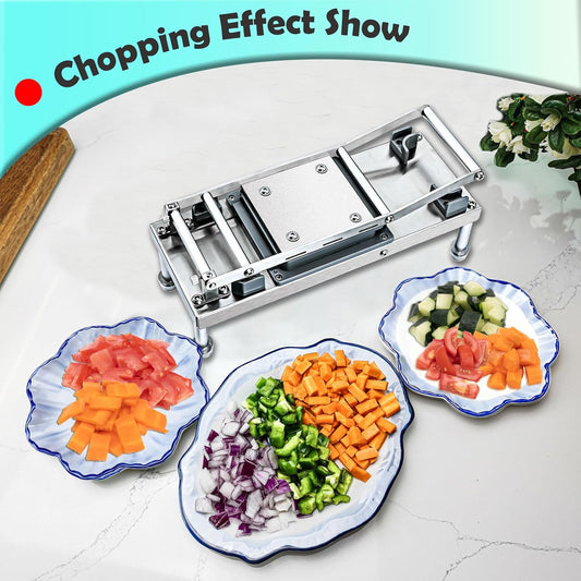 Stainless Steel Vegetable Chopper with 10 Blades - Mandoline Slicer-Pro Food Chopper with Container - Veggie Salad Onion Chopper - Potato Dicer - Tomato Cutter - Cheese Grater