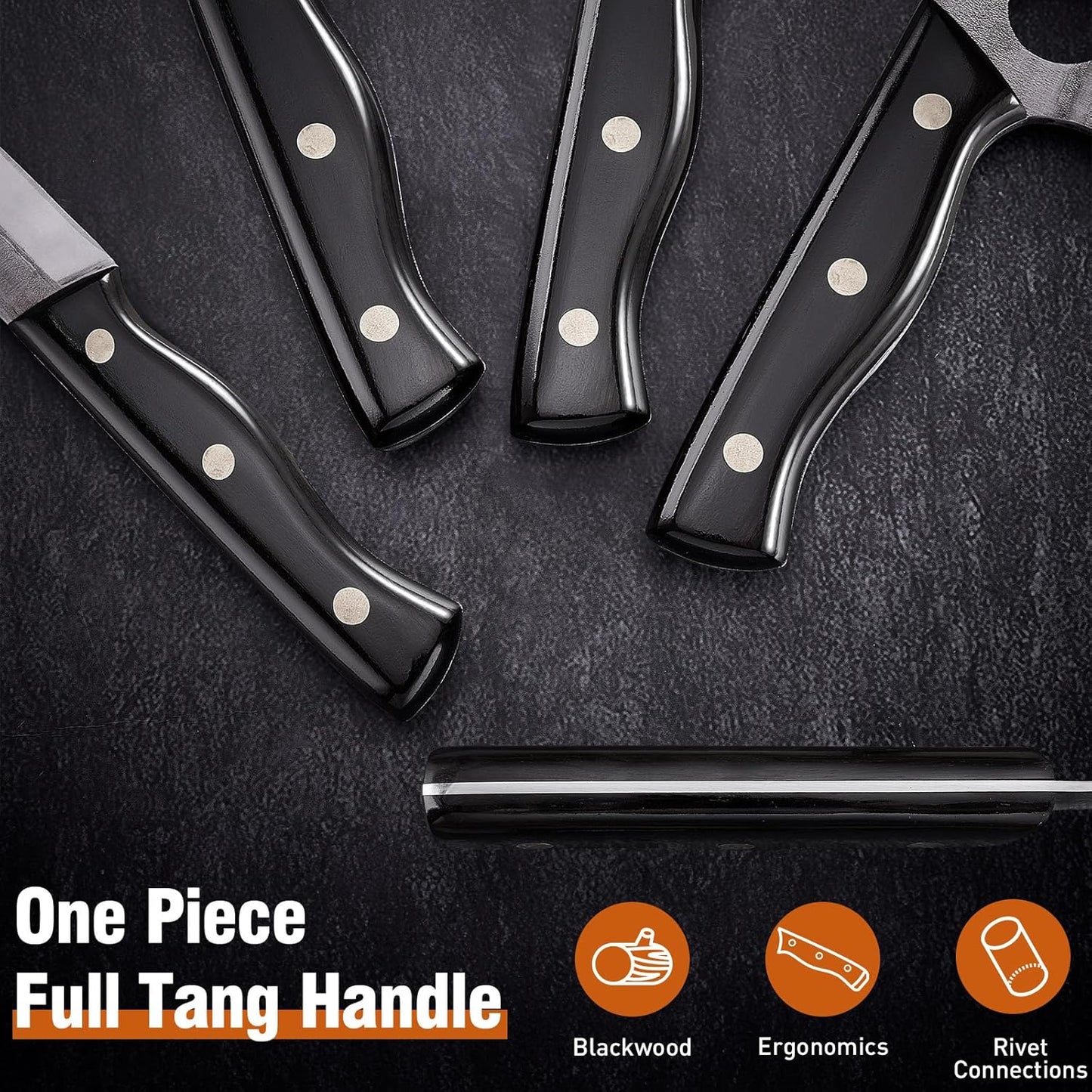 Naitesen Butcher Knife Set 4, Meat Cleaver Chef Knife Boning Knife Utility Knife Hand Forged German High Carbon Stainless Steel Sharp Japanese Butcher Chopping Knives