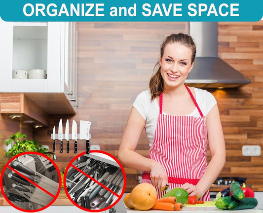 16 Inch White Knife Magnetic Strip Use as Magnetic Knife Holder for Wall - Magnetic Knife Strip - Magnetic Knife Bar Rack