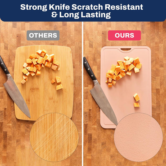 TPU Cutting Board Flexible Mat, 17.3" x 10.6" Nonslip Korean cutting board for kitchen, BPA Free Flexible Chopping Board, TPU Material Double-sided Dishwasher Safe