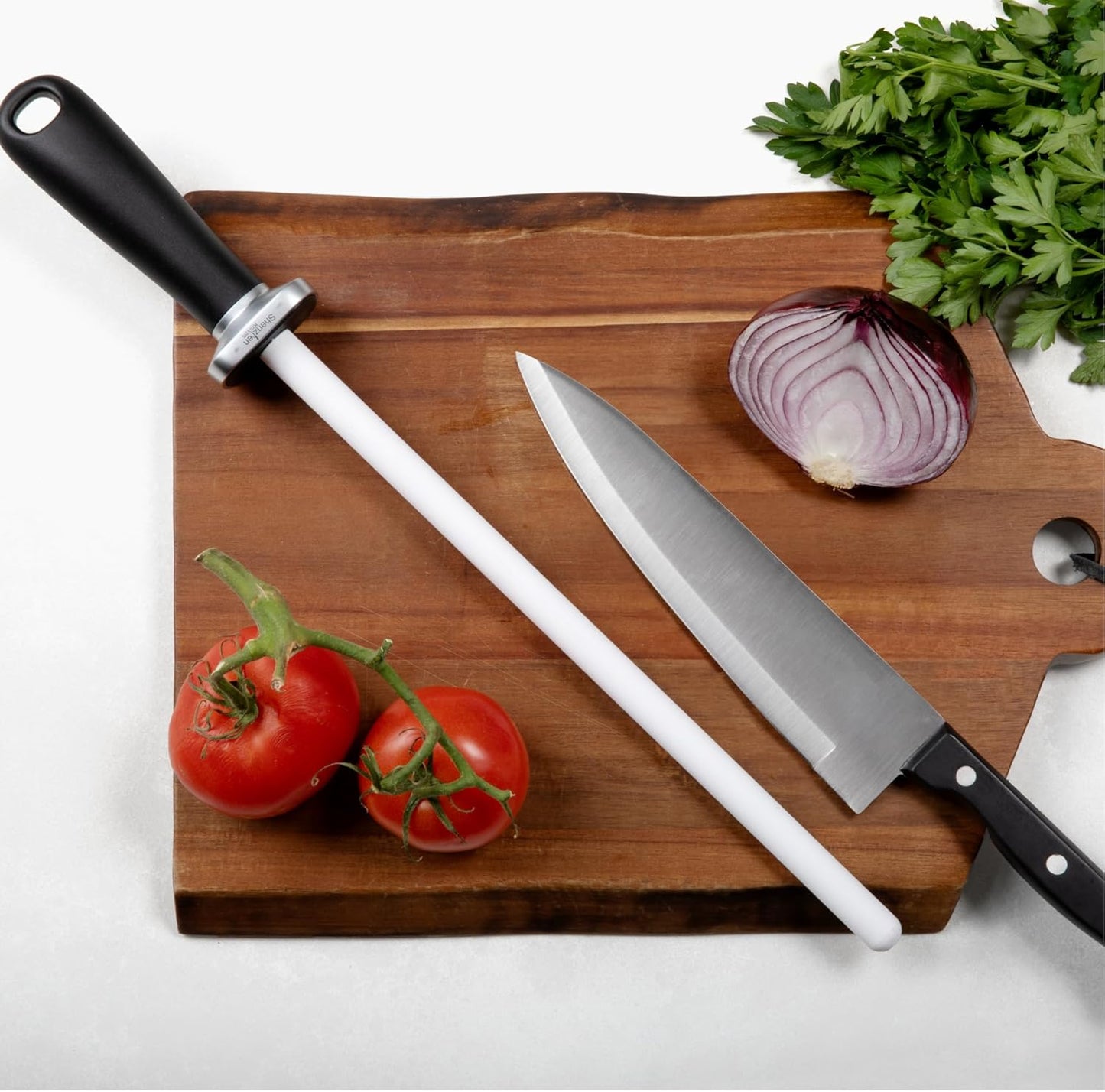 Ceramic Honing Rod – 12 Inch, HRC 68, 1000 Grit | 12 Inch Ceramic Rod, HRC 68 Alumina, 1000 Grit, Rectangular Safety Guard, For Chef, Carving, Paring & Hunting Knives