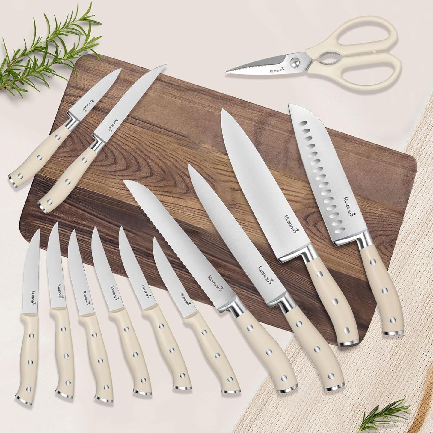 Knife Set, 15-Piece High Carbon Stainless Steel Knife Block Set | Razor-Sharp, Dishwasher Safe, Rust-Resistant, Ergonomic Handles Kitchen Knife Set with Sharpener Black EX