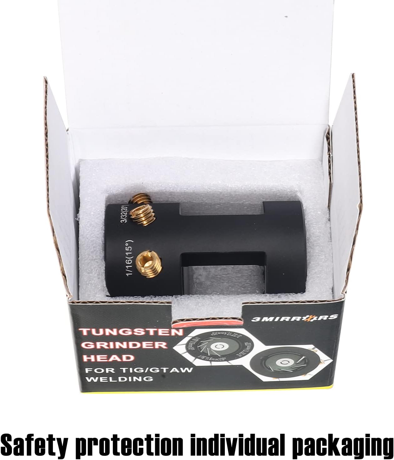 3mirrors ALUMINUM Tungsten Electrode Sharpener Grinder TIG Welding Tool Single Column Open Design w/Cut-Off Slot Multi-Angle &Offsets, Horizontal Hole, 4 Screw Holes &2X CNC Mandrel &5X 25mm Wheels