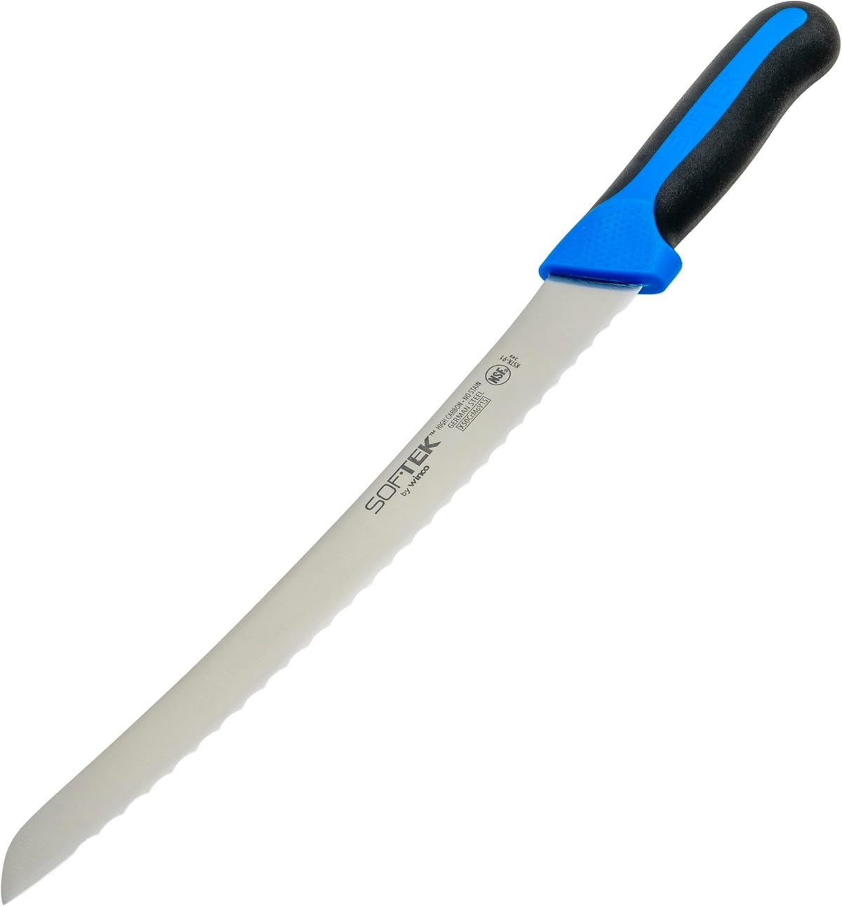 Sof-Tek, 10" Wide Bread/Pastry Knife, Soft Grip Handle,Silver/Black/Blue