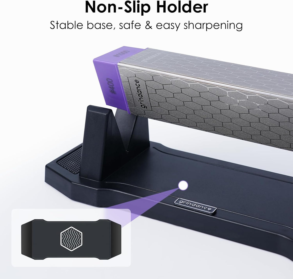 3-Sided 400/1000/8000 Grit Diamond Sharpening Whetstone Kit | Angle Guide, Non-Slip Base, Leather Strop, Protective Glove Included, Knife Sharpener for Kitchen/Hunting/Outdoor Knives