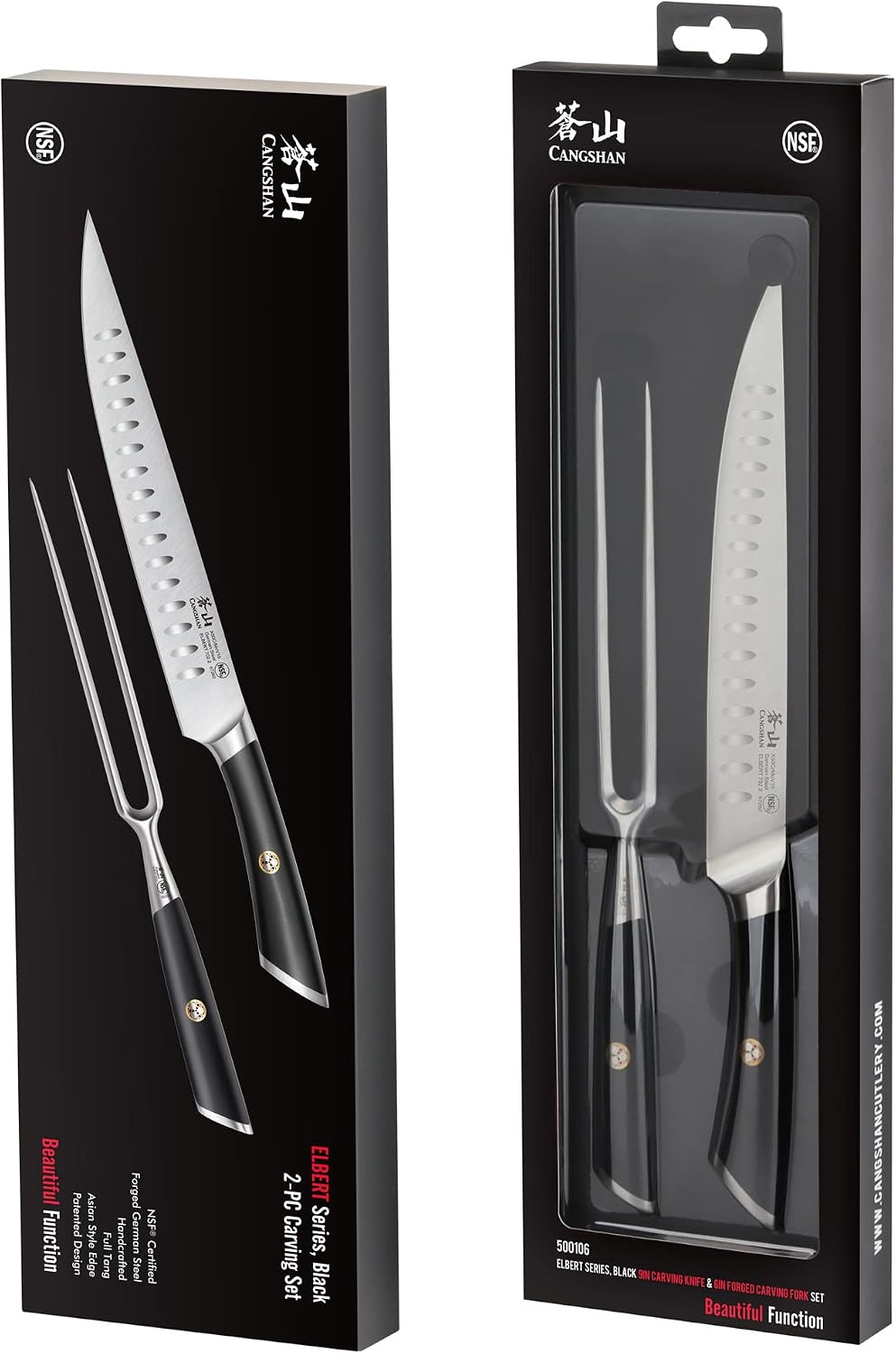 Cangshan ELBERT Series German Steel Forged 2-Piece Carving Set (White)