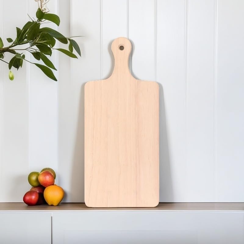4-Pack 13.5"x 7.5" Wood Serving Boards Set | Unfinished Wood Crafts with Handle | Wooden Cutting Boards Bulk for Charcuterie,Cheese,Meat,Bread,Vegetabes & Fruits