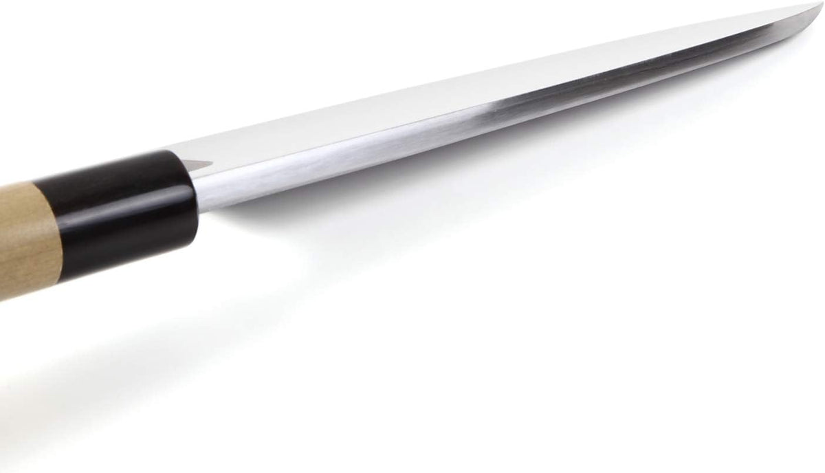 Japanese Sushi Fillet Chef Knife Shiroko(White Steel)-No.2 D-Shape Magnolia Wood Handle, Deba 8.3-inch (210mm)