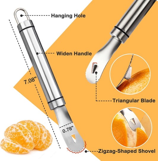 Stainless Steel Orange Peeler, Triangular & Zigzag Blade, Orange Citrus Peeler Gadget