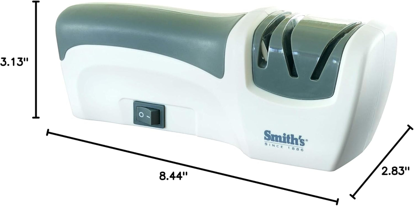 Smith's 50005 Edge Pro Compact Electric Knife Sharpener - Yellow & Grey - Straight Edge 2 Stage Sharpener - Electric & Manual Sharpening - Blade Guide - Outdoor & Kitchen - Pocket & Filet Knives