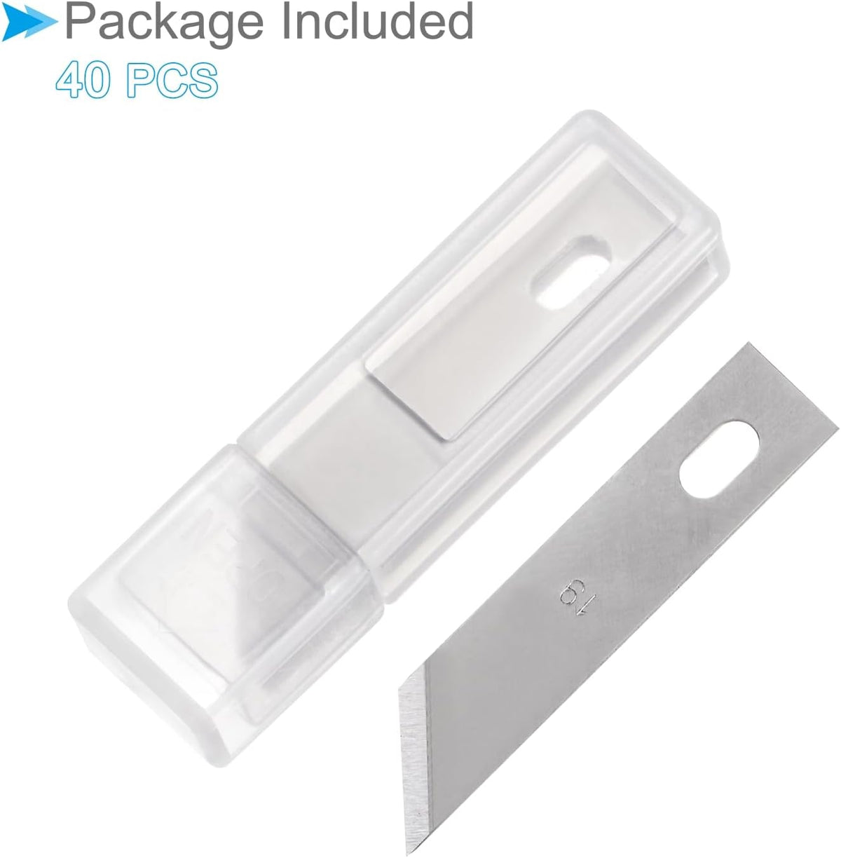 Craft Hobby Blades, #19 Manganese Steel Replacement Cutting Carving Blade Refill Hobby Knife Blades Set with Storage Case - (Applications: for Art Scrapbooking DIY), 40-Pieces